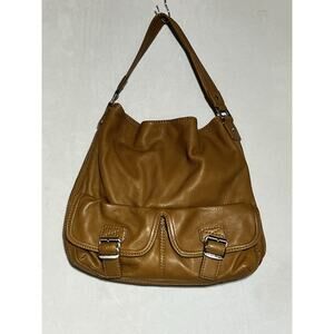 Michael Kors Leather Double Buckle Hobo Saddle Bag Brown Slouchy Satchel Handbag